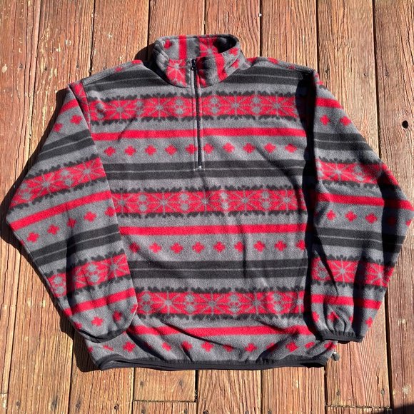 Vintage 1990s Nautica Fleece Nautech 1/4 Zip Aztec - Picture 1 of 7